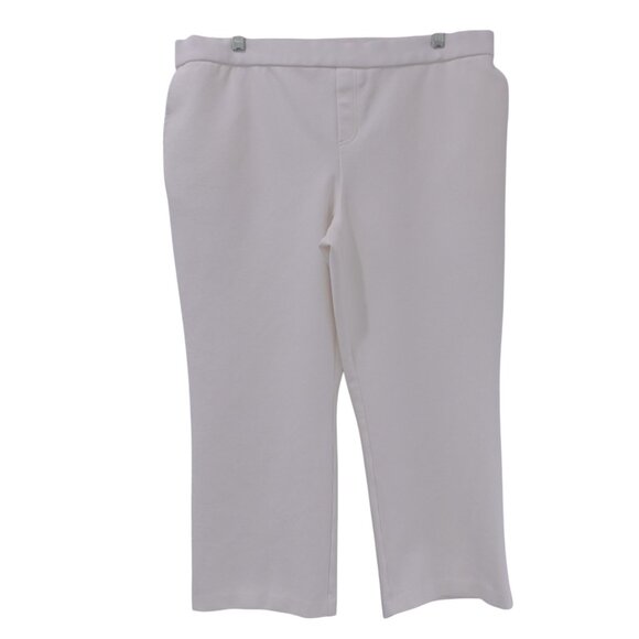 LN Susan Graver Smart Ponte Knit Sofia Straight Leg Crop Pants Sz PL Cream Petal - Picture 2 of 10